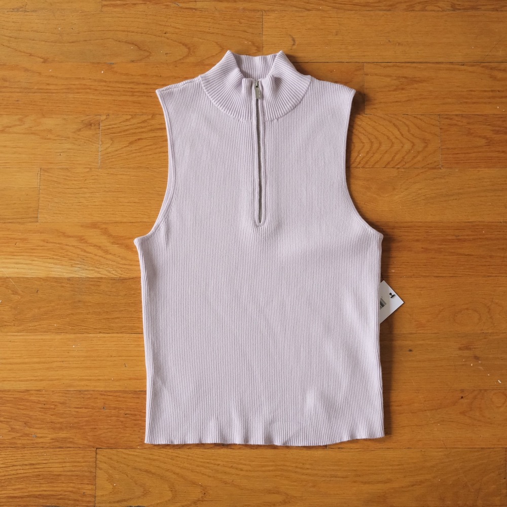 Calvin Klein Jeans Top Womens Medium Purple Ribbed Half Zip Mock Neck New M
